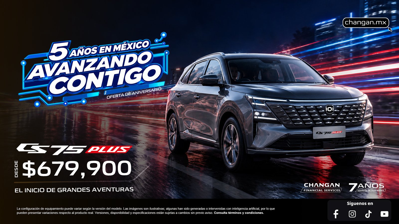 CS75 PLUS · Campaña oficial CHANGAN · Desde $679,900 MXN*