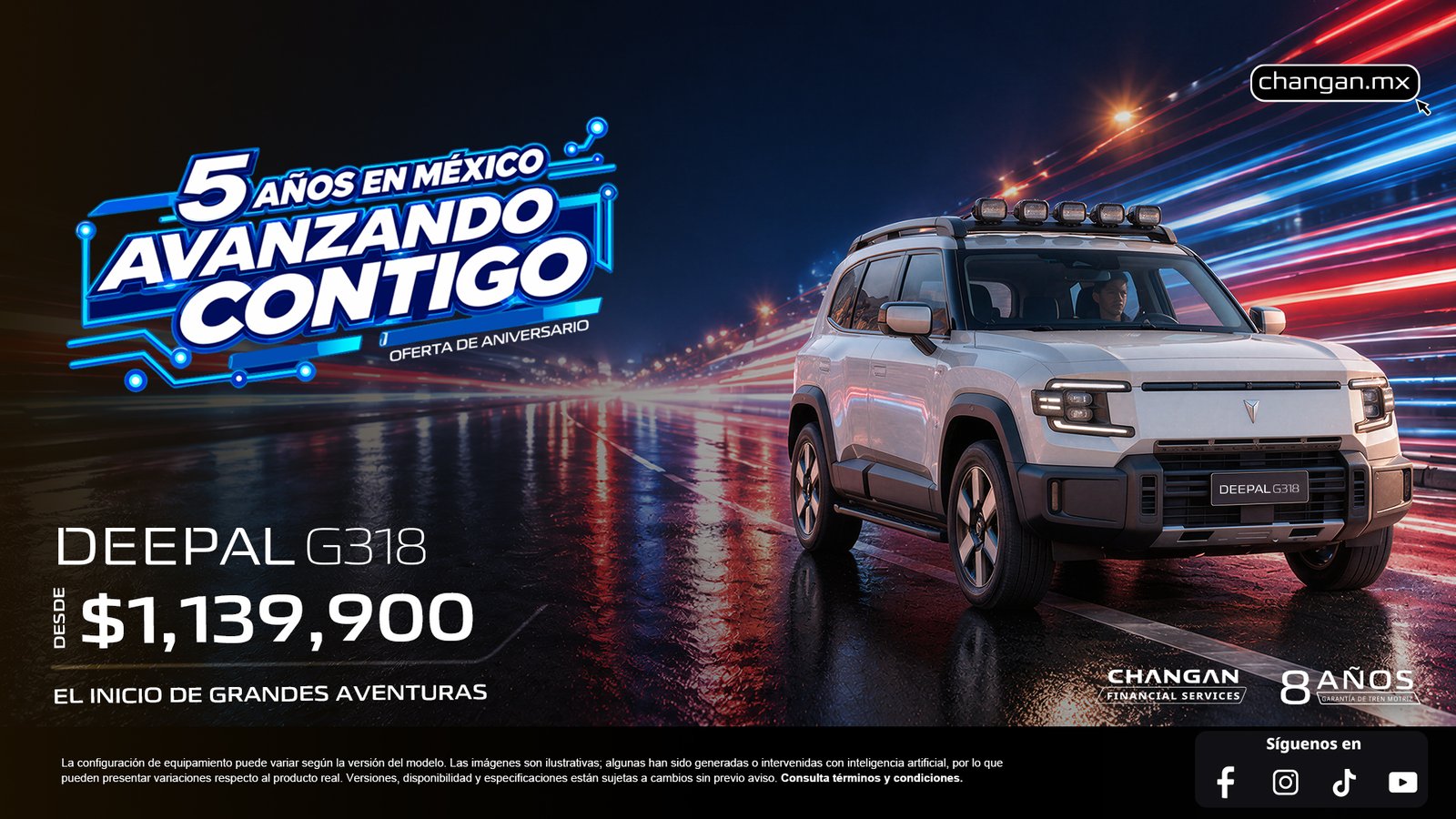 DEEPAL G318 · Campaña oficial CHANGAN · Desde $1,139,900 MXN*